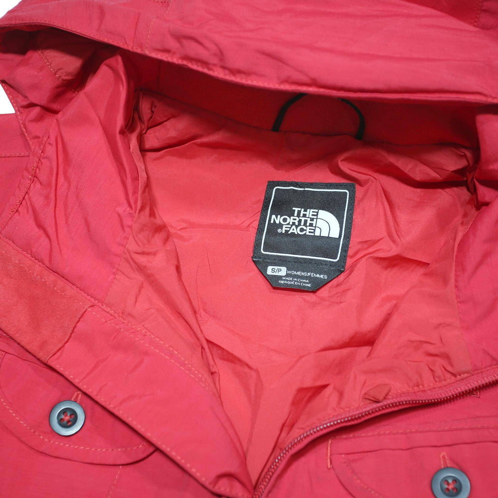 THE NORTH FACE Womens Red Jacket S Polyester Blend Zip Hooded Outdoor Waterproof