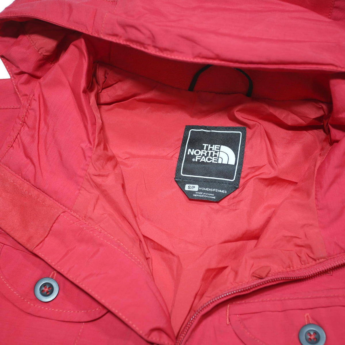 THE NORTH FACE Womens Red Jacket S Polyester Blend Zip Hooded Outdoor Waterproof
