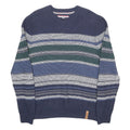 TOMMY HILFIGER Mens Navy Blue & Green Patterned Cotton Blend Jumper Crew Neck