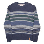 TOMMY HILFIGER Mens Navy Blue & Green Patterned Cotton Blend Jumper Crew Neck