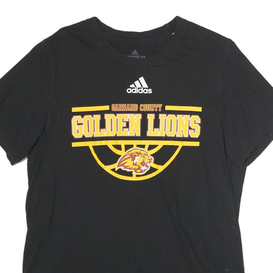 ADIDAS Mens Black Golden Lions Graphic T-Shirt M Short Sleeve Crew Neck Cotton