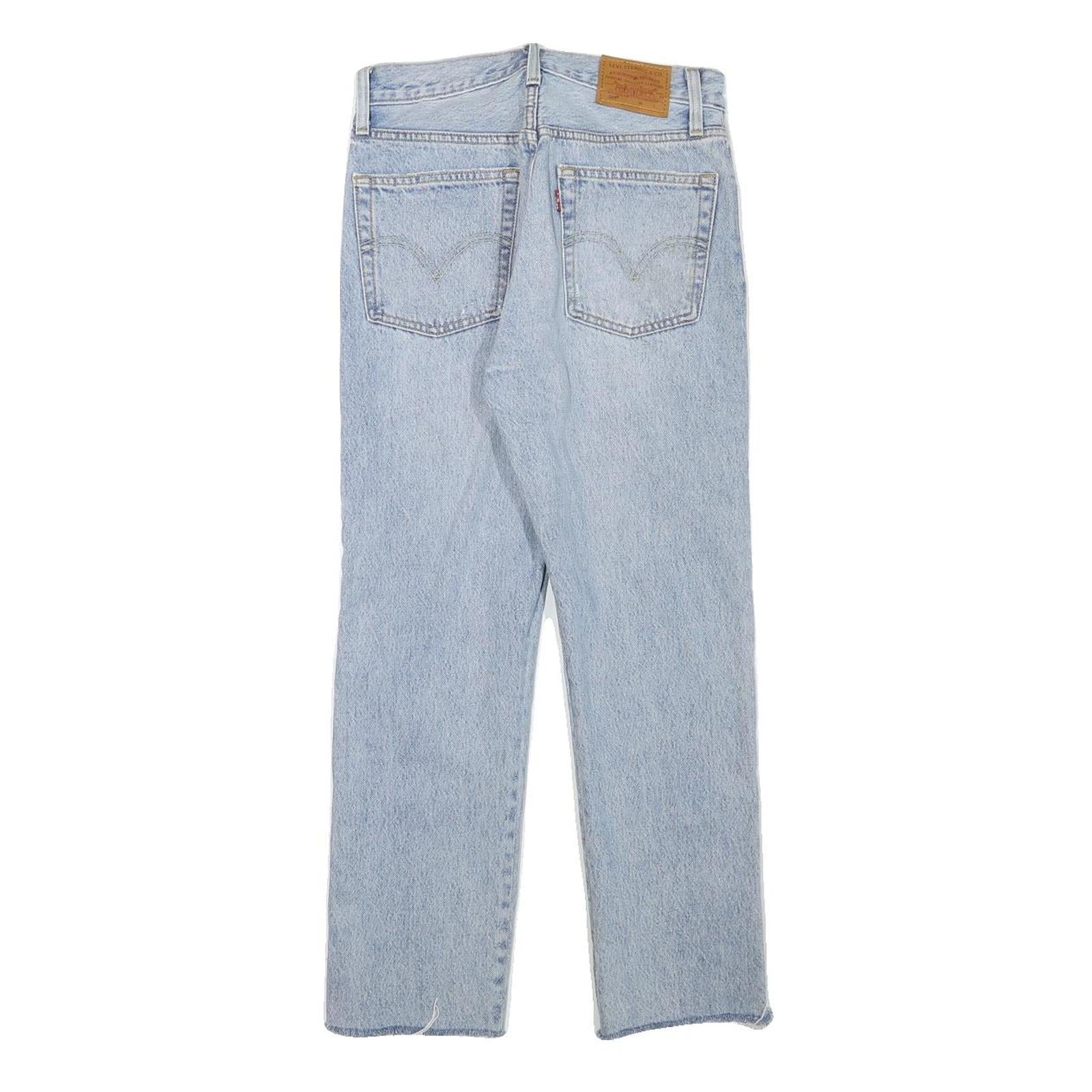 LEVI'S 501 Womens Jeans Blue Regular Straight Denim Light W26 L25 Crystal Trim