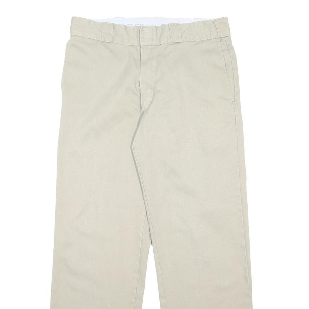 DICKIES Mens Cotton Blend Beige Regular Straight Trousers W29 L30 Workwear Zip
