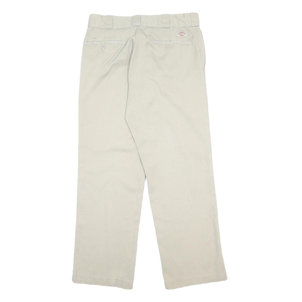 DICKIES Mens Cotton Blend Beige Regular Straight Trousers W29 L30 Workwear Zip