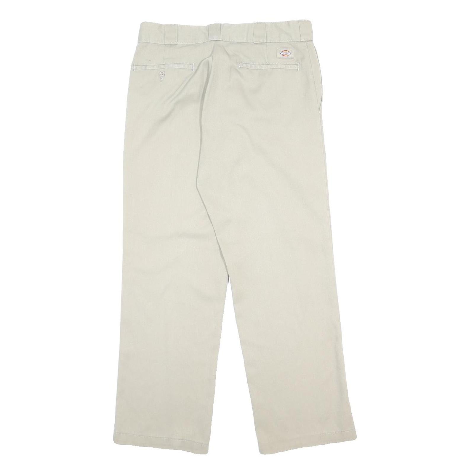 DICKIES Mens Cotton Blend Beige Regular Straight Trousers W29 L30 Workwear Zip