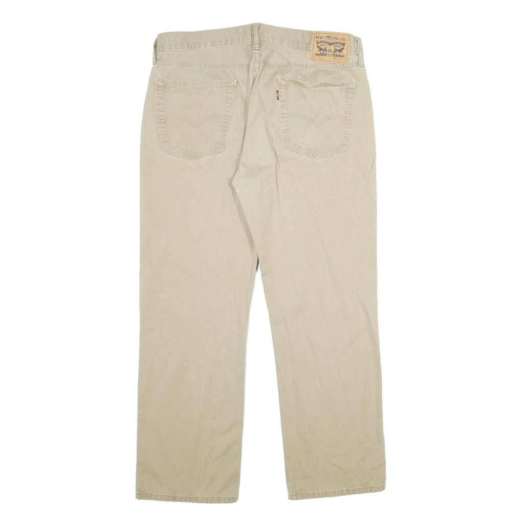 LEVI'S Mens Classic Cotton Blend Beige Trousers W36 L30 Straight Zip Closure