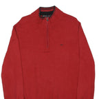 MICHAEL KORS Mens Red Cotton Blend Plain Jumper 1/4 Zip L Casual Knitwear