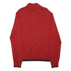 MICHAEL KORS Mens Red Cotton Blend Plain Jumper 1/4 Zip L Casual Knitwear