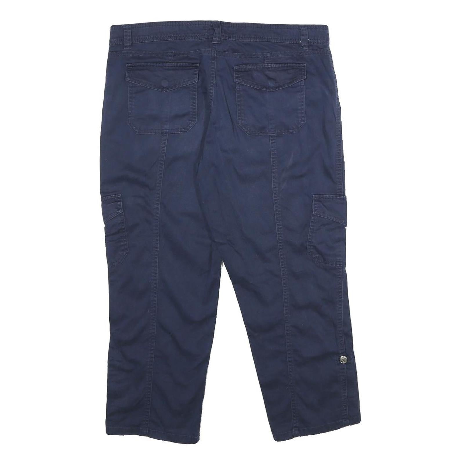 REVOLUTION Womens Shorts Navy Blue Casual Cargo UK 12 W32 Cotton Blend