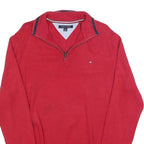 TOMMY HILFIGER Mens Red Pullover Plain V-Neck Basic Knit L Cotton Blend Jumper