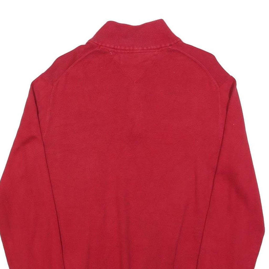 TOMMY HILFIGER Mens Red Pullover Plain V-Neck Basic Knit L Cotton Blend Jumper