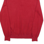 TOMMY HILFIGER Mens Red Pullover Plain V-Neck Basic Knit L Cotton Blend Jumper
