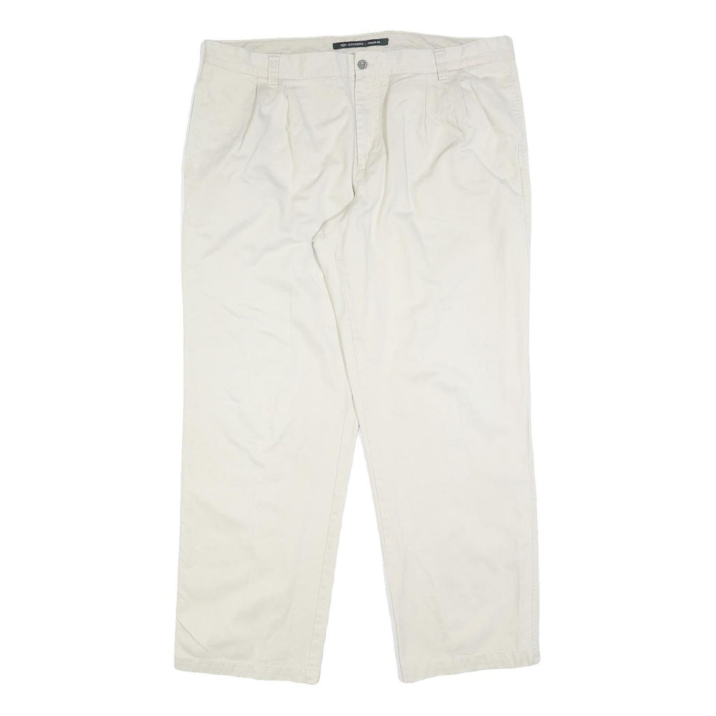 DOCKERS Mens Cotton Blend Cream Classic Fit Straight Leg Trousers W40 L32 Casual