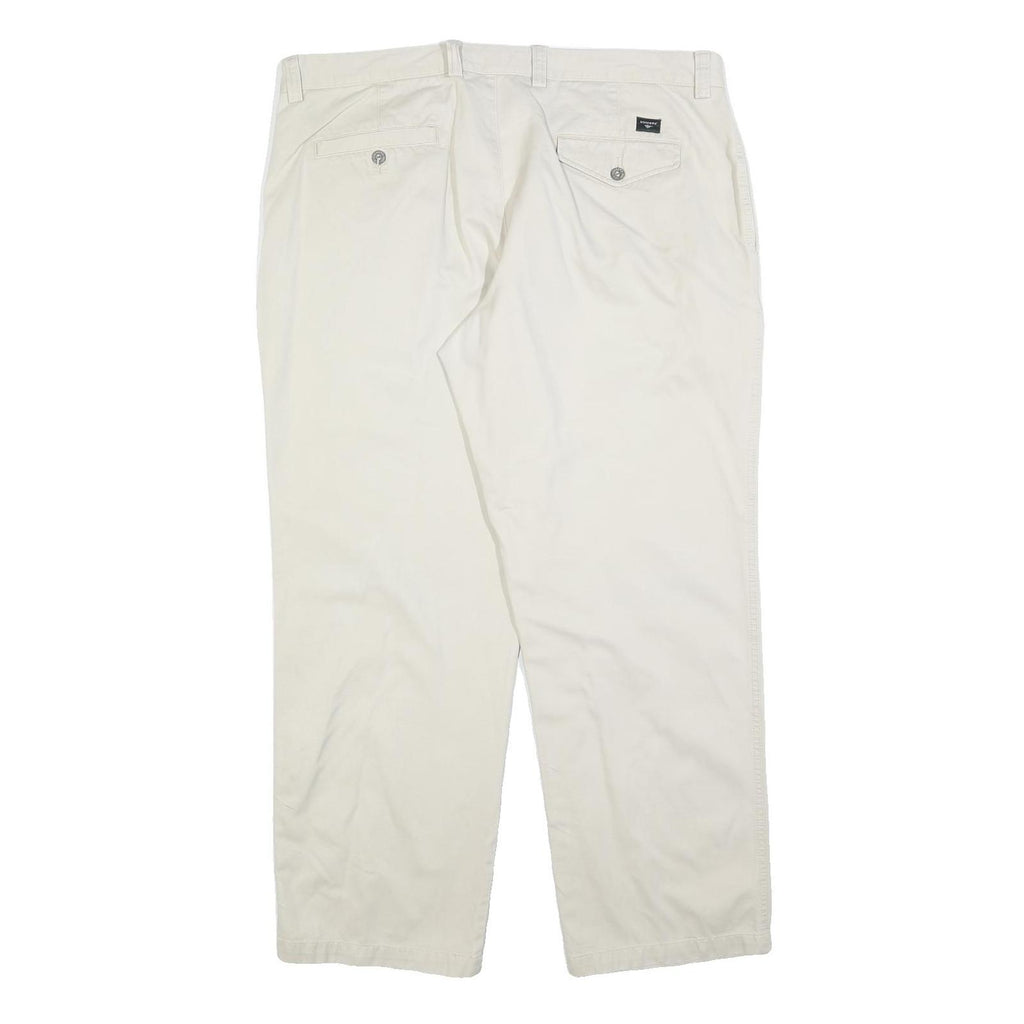 DOCKERS Mens Cotton Blend Cream Classic Fit Straight Leg Trousers W40 L32 Casual