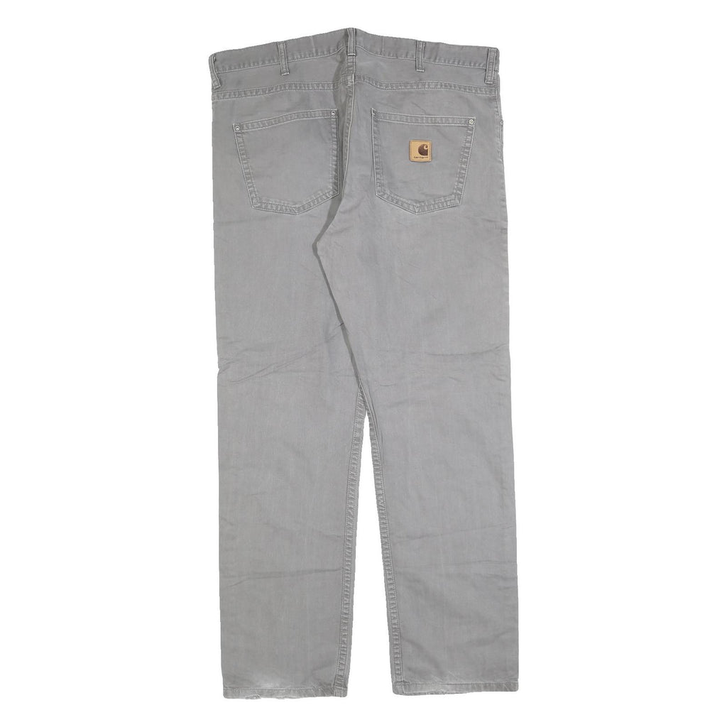 CARHARTT Mens Relaxed Grey Cotton Blend Trousers W38 L34 Workwear Casual Zip