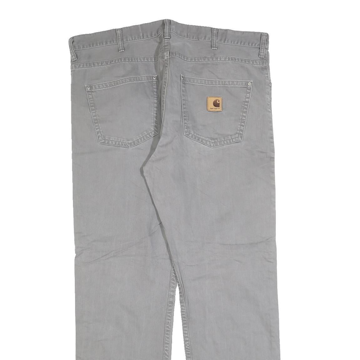 CARHARTT Mens Relaxed Grey Cotton Blend Trousers W38 L34 Workwear Casual Zip