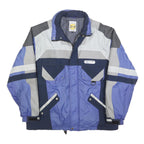 LETS JET Mens Blue Grey Polyester Blend Jacket XL Zip Colourblock Sportswear