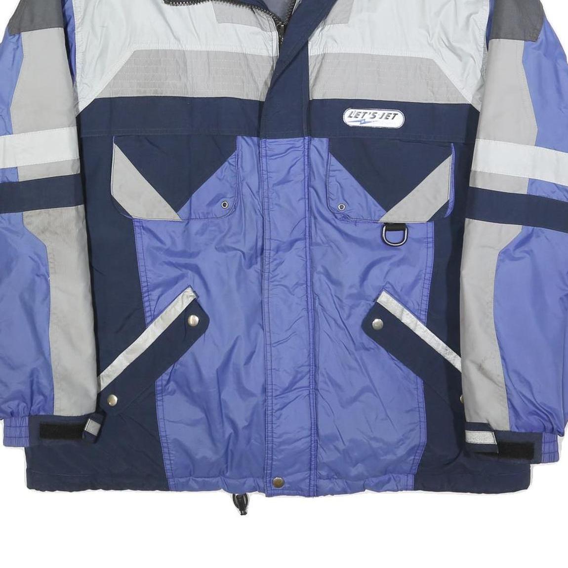 LETS JET Mens Blue Grey Polyester Blend Jacket XL Zip Colourblock Sportswear