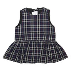 ZARA Womens Blue Check Sleeveless Day Cotton Dress XL Tie Back