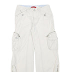UNION BAY Womens Cotton Blend White Relaxed Cargo Trousers W23 L25 Zip Pocket
