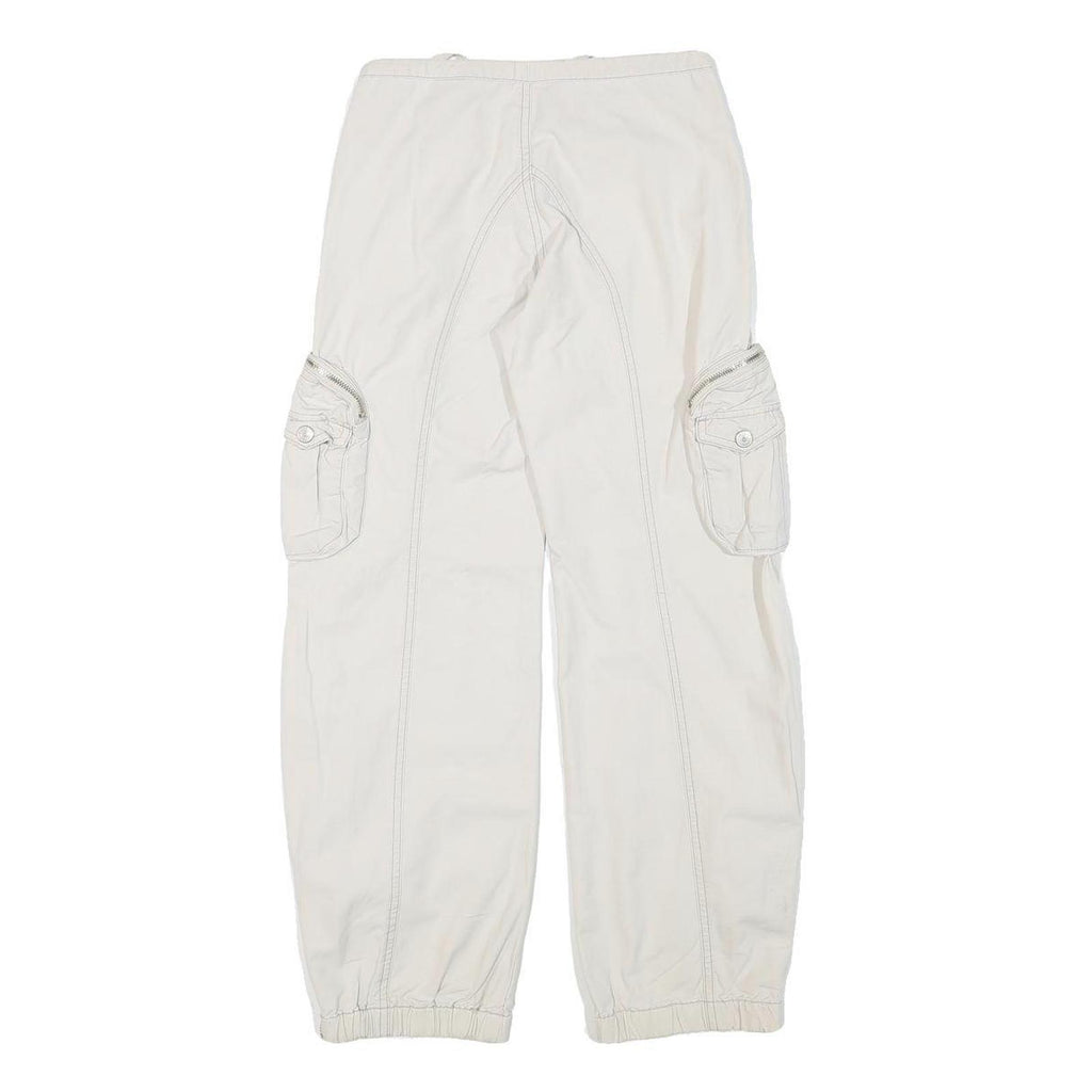 UNION BAY Womens Cotton Blend White Relaxed Cargo Trousers W23 L25 Zip Pocket