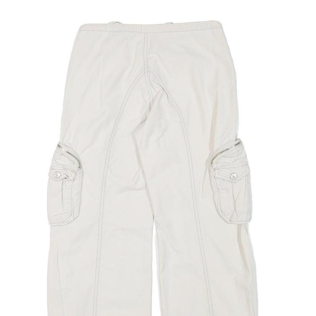 UNION BAY Womens Cotton Blend White Relaxed Cargo Trousers W23 L25 Zip Pocket