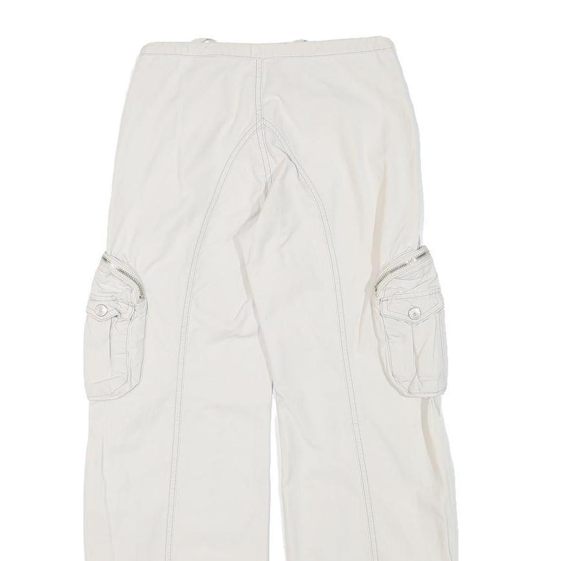 UNION BAY Womens Cotton Blend White Relaxed Cargo Trousers W23 L25 Zip Pocket