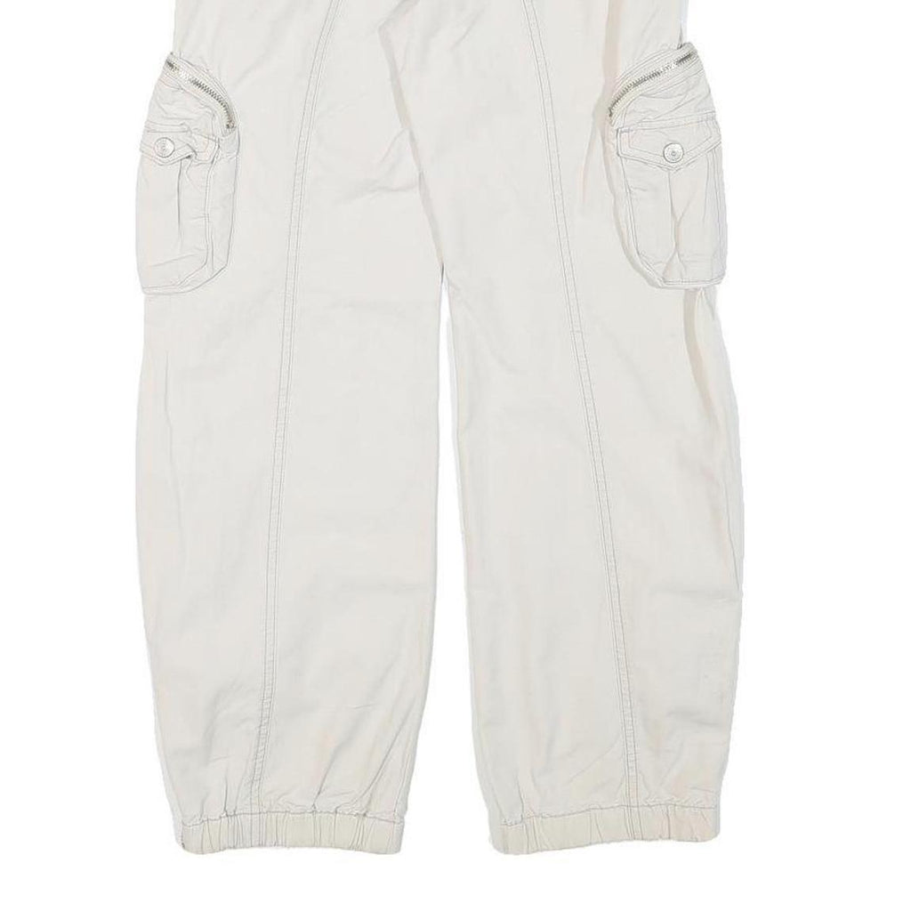 UNION BAY Womens Cotton Blend White Relaxed Cargo Trousers W23 L25 Zip Pocket