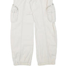 UNION BAY Womens Cotton Blend White Relaxed Cargo Trousers W23 L25 Zip Pocket