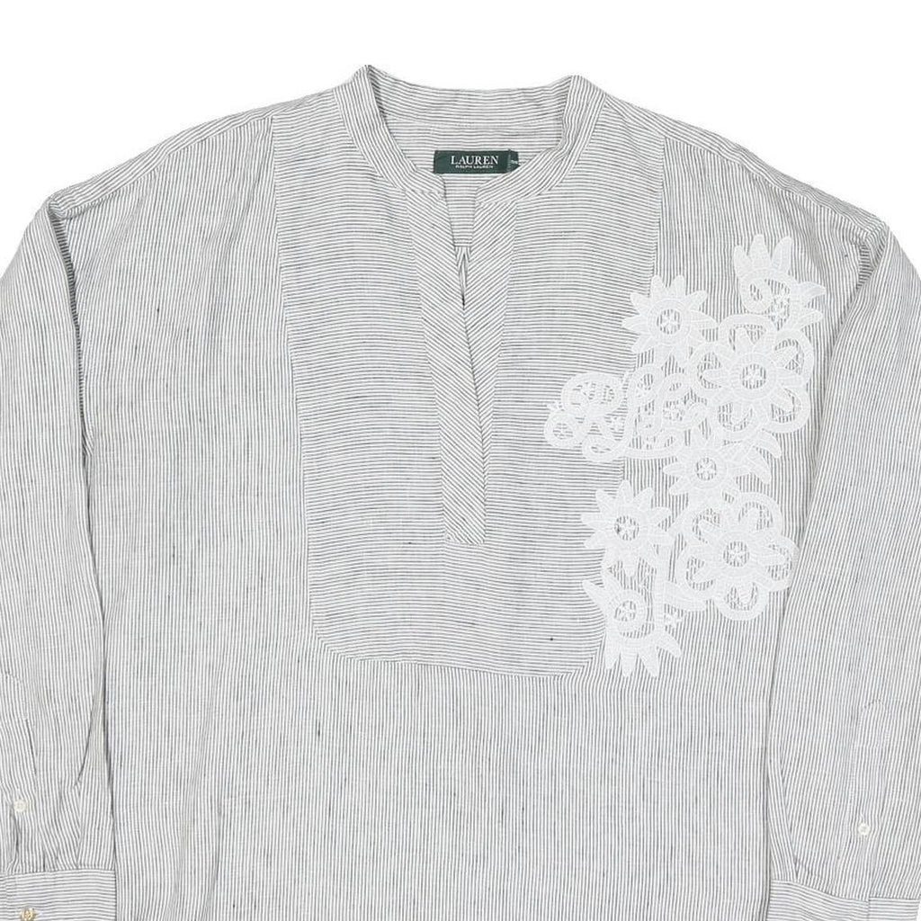 LAUREN RALPH LAUREN Womens Grey & White Floral Printed Long Sleeve Round Neck