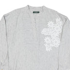 LAUREN RALPH LAUREN Womens Grey & White Floral Printed Long Sleeve Round Neck