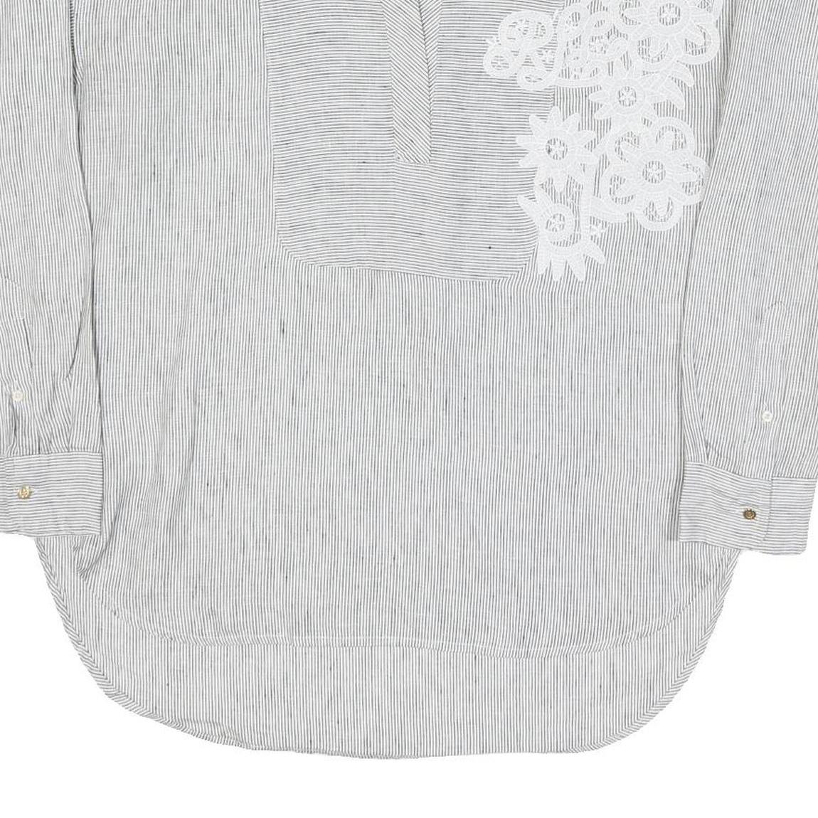 LAUREN RALPH LAUREN Womens Grey & White Floral Printed Long Sleeve Round Neck