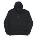 C.P. COMPANY Mens Black Hoodie M Rubber Logo Patch Pullover Drawstring Hood