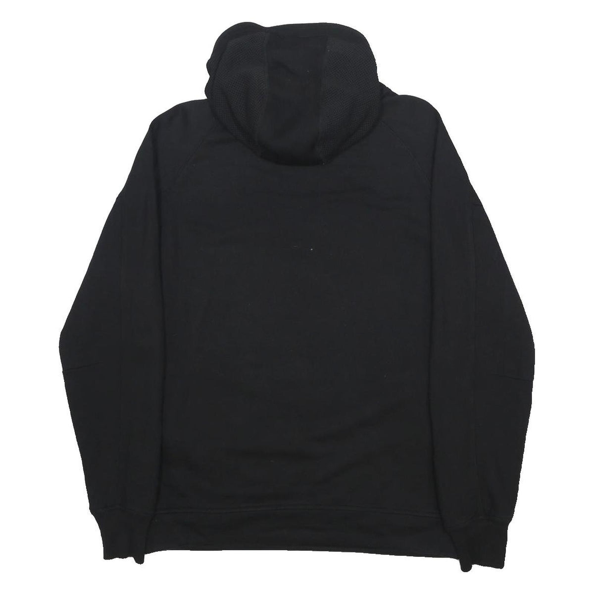 C.P. COMPANY Mens Black Hoodie M Rubber Logo Patch Pullover Drawstring Hood