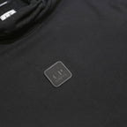C.P. COMPANY Mens Black Hoodie M Rubber Logo Patch Pullover Drawstring Hood