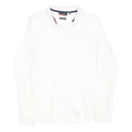 PIERRE CARDIN Mens White Long Sleeve Plain S Polo Shirt Cotton Blend Classic