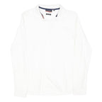 PIERRE CARDIN Mens White Long Sleeve Plain S Polo Shirt Cotton Blend Classic