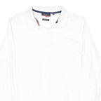 PIERRE CARDIN Mens White Long Sleeve Plain S Polo Shirt Cotton Blend Classic
