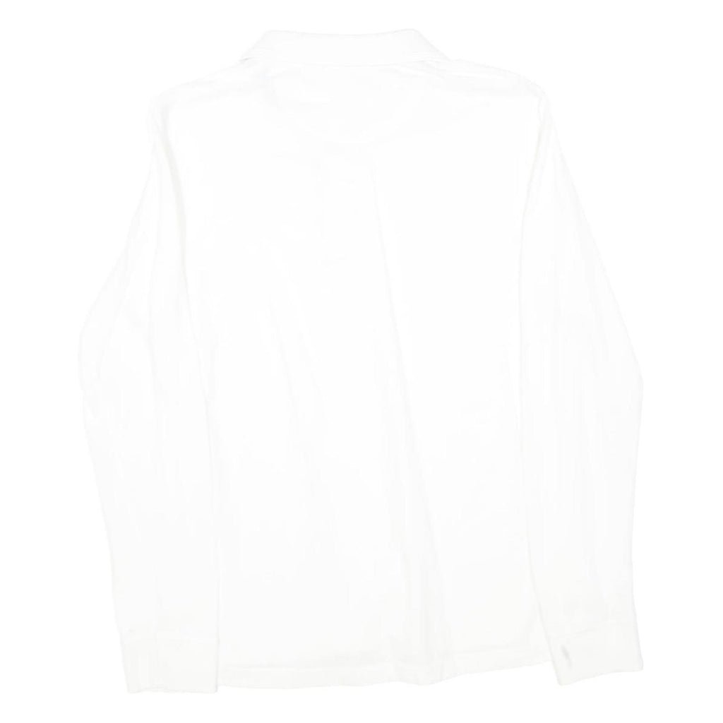 PIERRE CARDIN Mens White Long Sleeve Plain S Polo Shirt Cotton Blend Classic