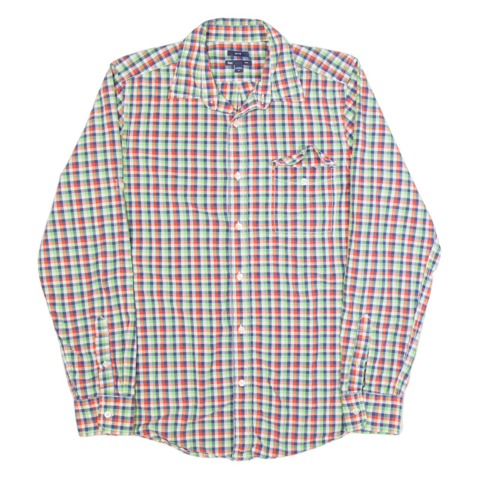 GAP Slim Fit Mens Shirt Red Gingham Long Sleeve M