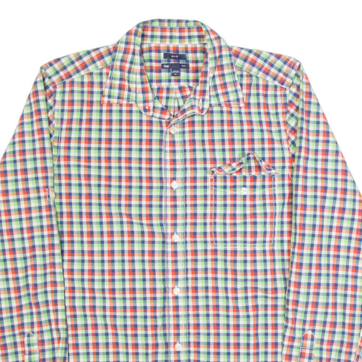 GAP Slim Fit Mens Shirt Red Gingham Long Sleeve M