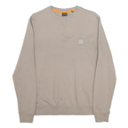 BOSS Mens Beige Cotton Blend Crew Neck Sweatshirt S Casual Pullover