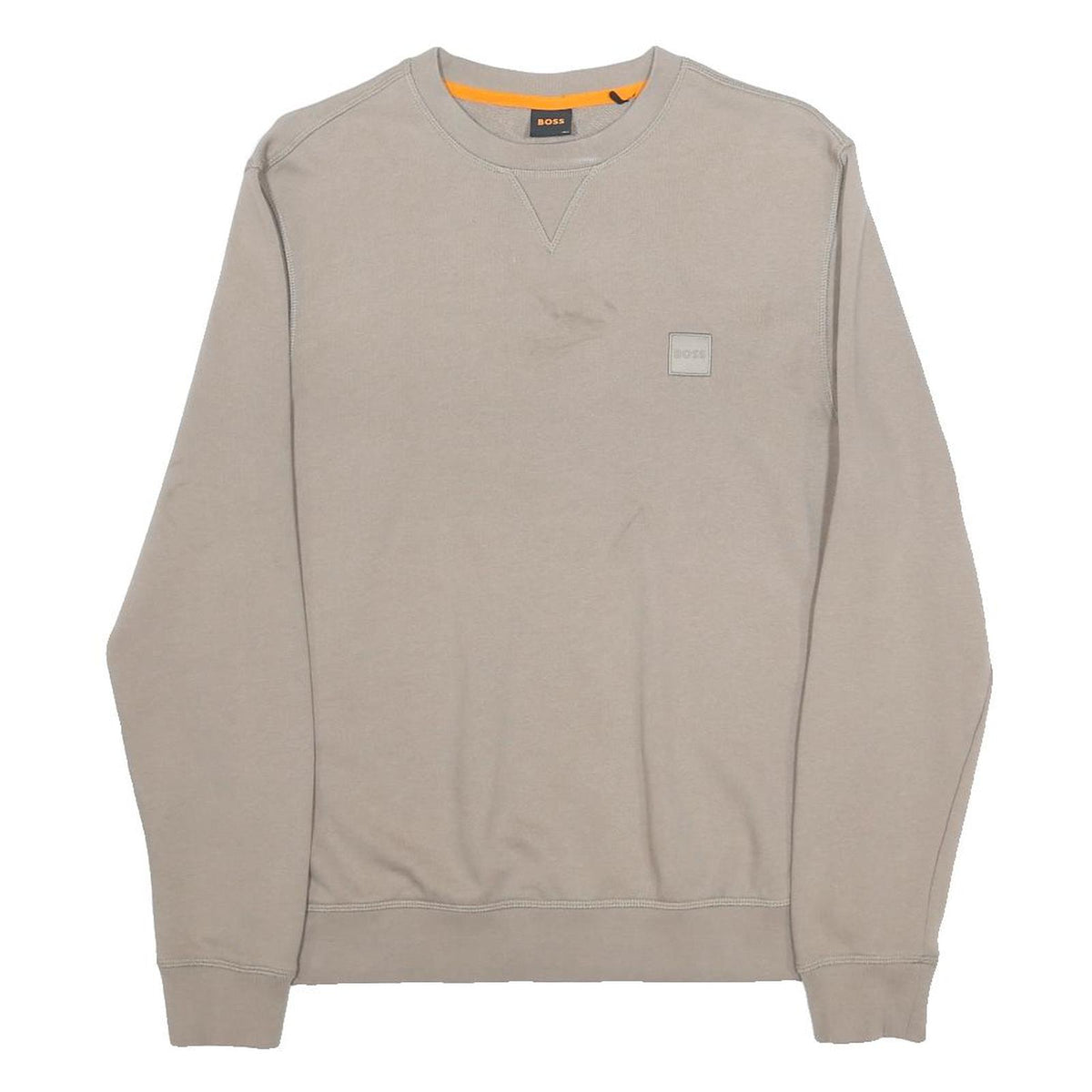 BOSS Mens Beige Cotton Blend Crew Neck Sweatshirt S Casual Pullover