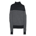 CHICOREE Womens Black & White Striped Plain Turtleneck Jumper Viscose Blend M
