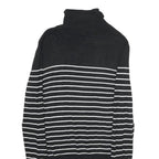 CHICOREE Womens Black & White Striped Plain Turtleneck Jumper Viscose Blend M