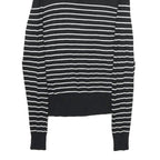 CHICOREE Womens Black & White Striped Plain Turtleneck Jumper Viscose Blend M