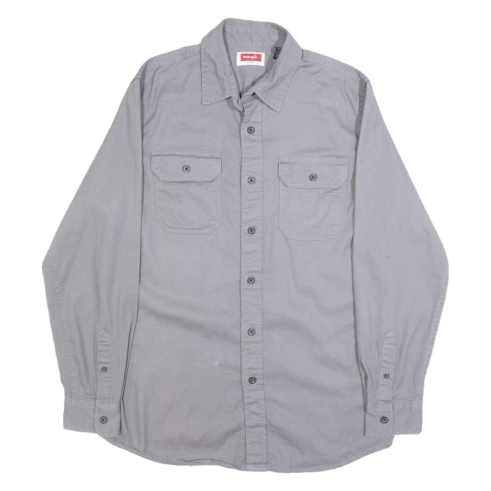 WRANGLER Mens Grey Shirt S Cotton Blend Casual Long Sleeve Button Down