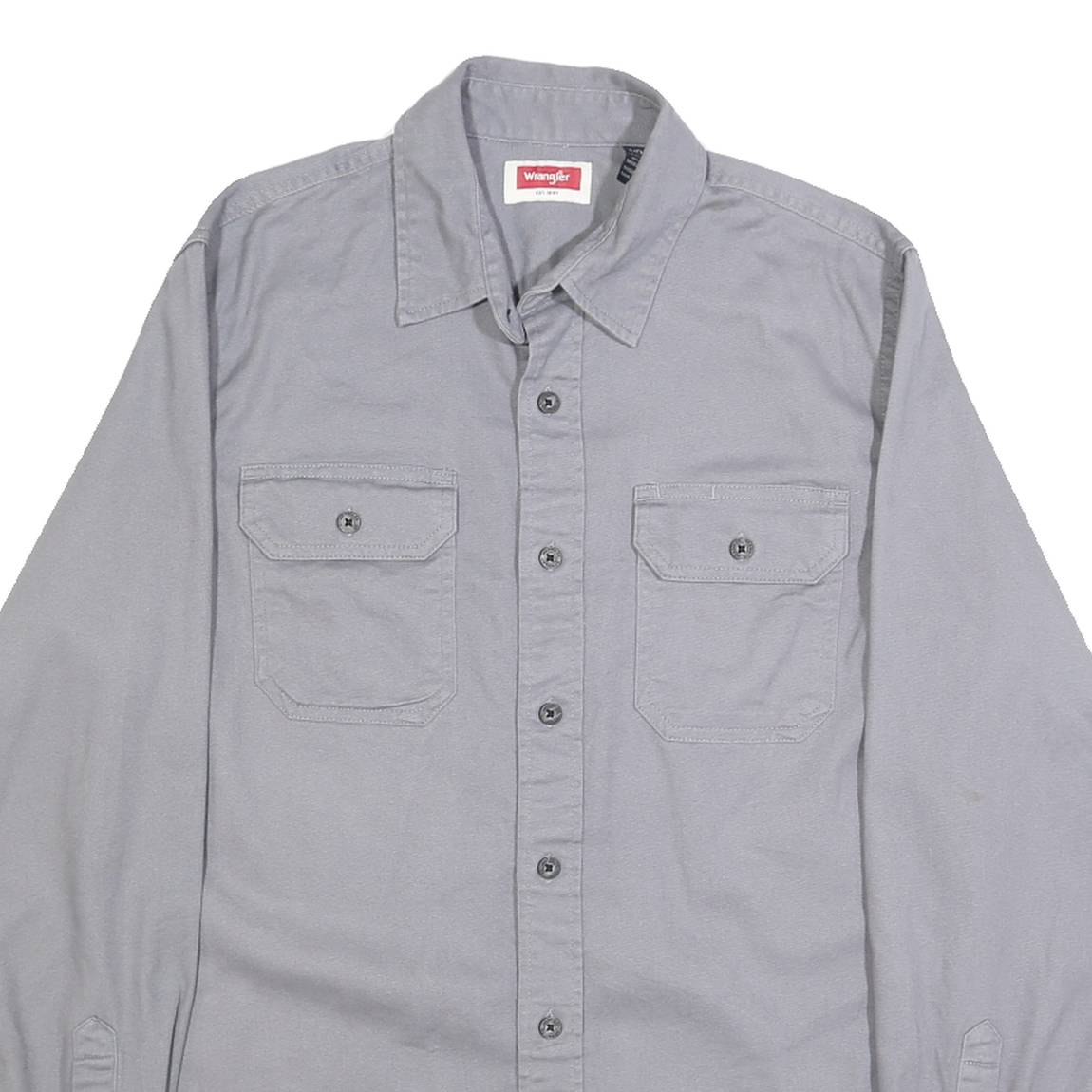 WRANGLER Mens Grey Shirt S Cotton Blend Casual Long Sleeve Button Down