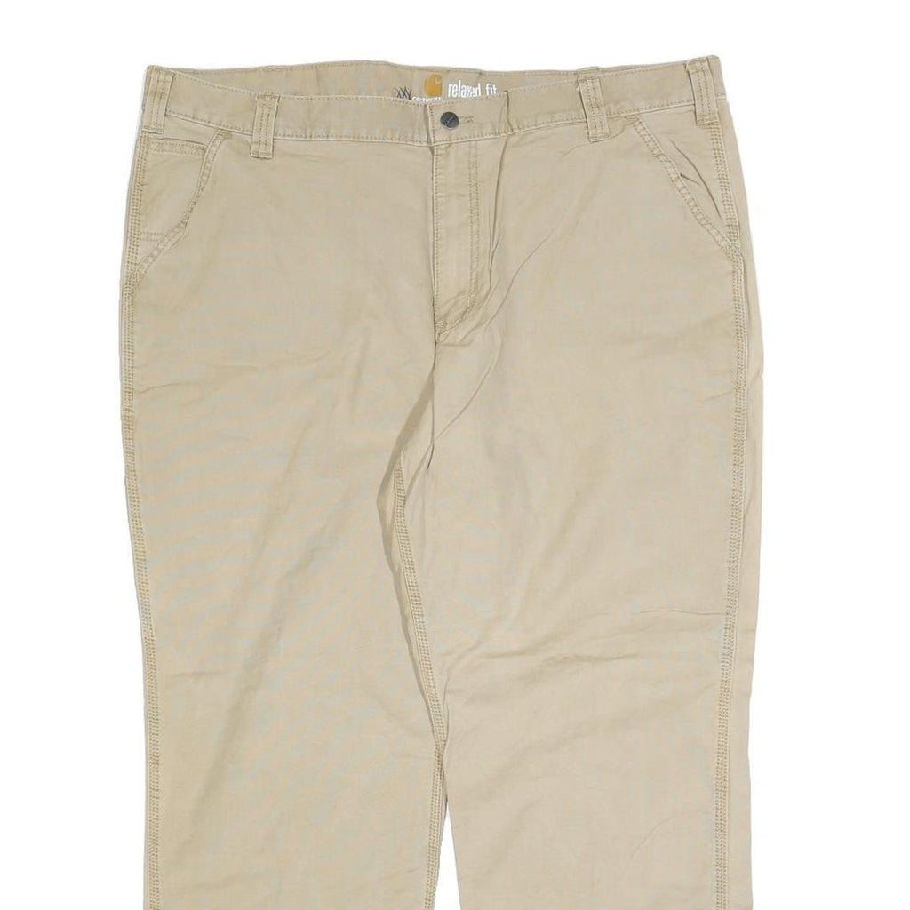 CARHARTT Mens Relaxed Fit Beige Cotton Blend Zip Trousers W42 L30 Workwear
