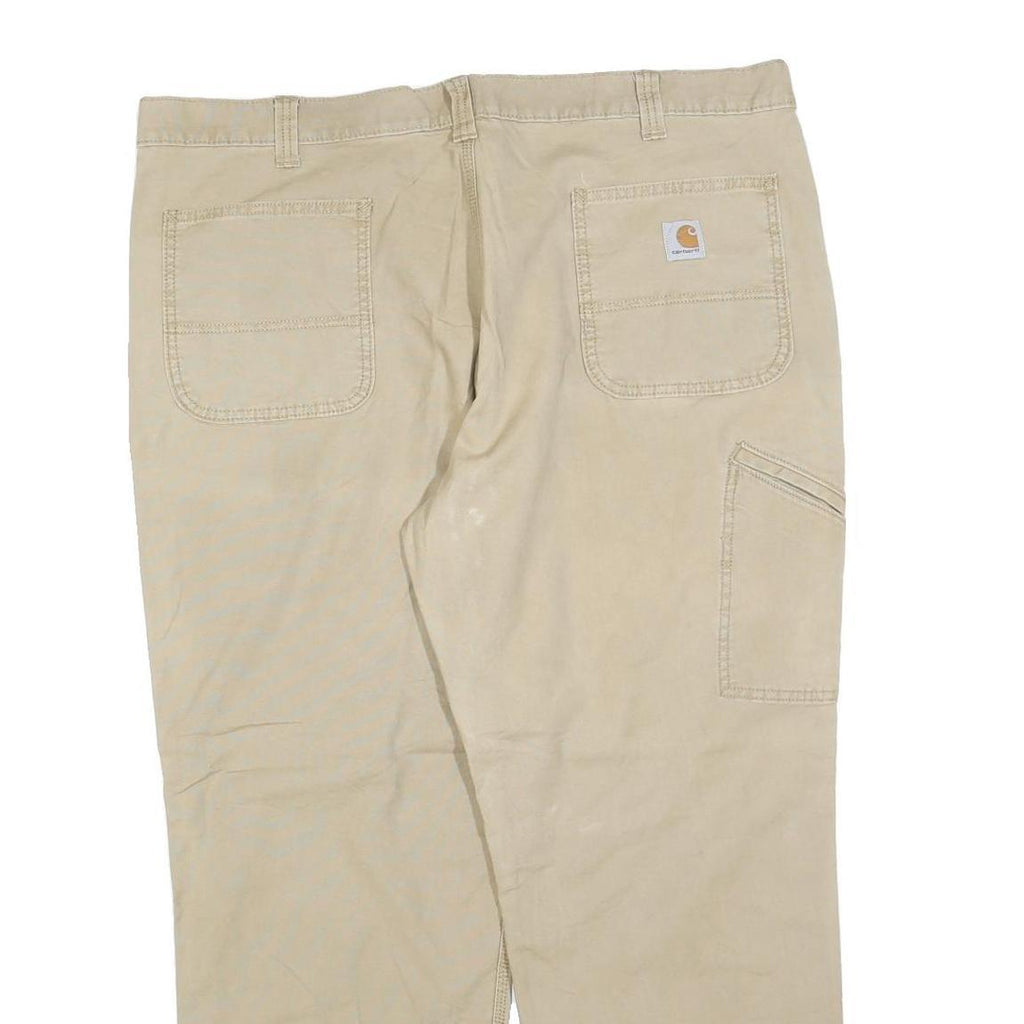 CARHARTT Mens Relaxed Fit Beige Cotton Blend Zip Trousers W42 L30 Workwear